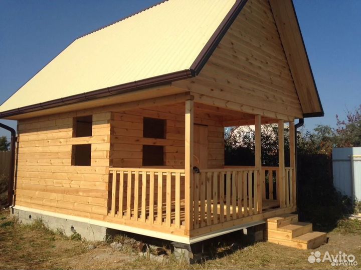 Баня 4x4 с террасой 2х4, из бруса