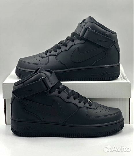 Кроссовки Nike Air Force 1 High (с мехом) черные