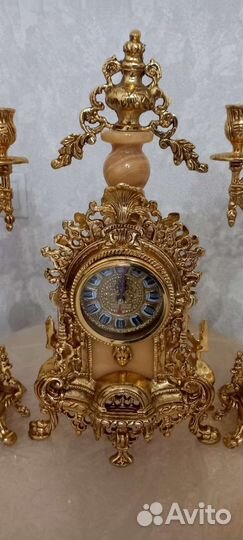 Часы с канделябрами бронза