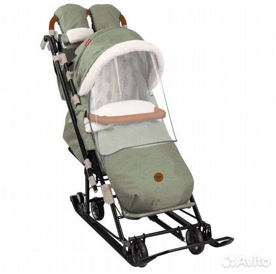 Санки коляска Ника 7-8 k оливковый