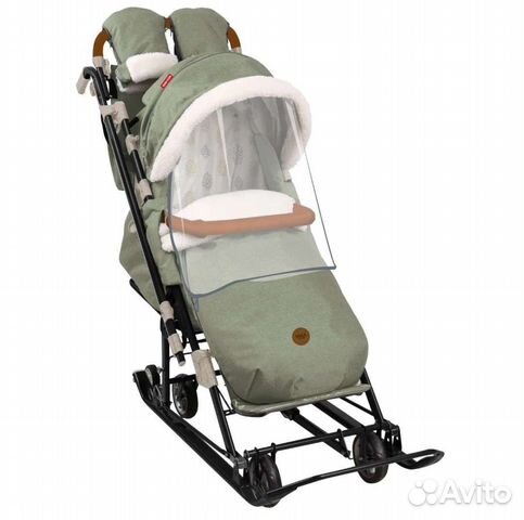 Санки коляска Ника 7-8 k оливковый