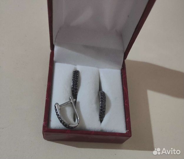 Серебряные серьги, колечко