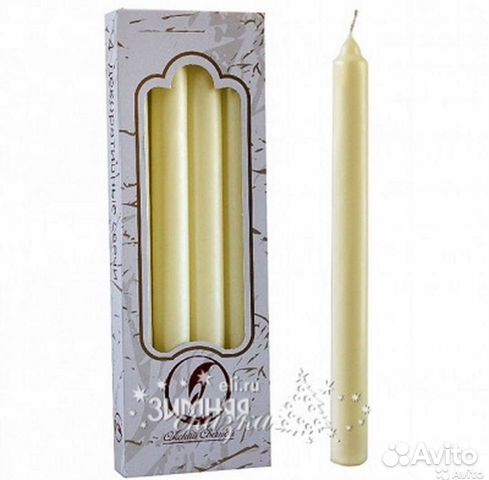 Столовые свечи 25 см, 4 шт, слоновая кость