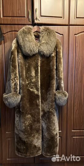 Шуба мутон/песец, б/у