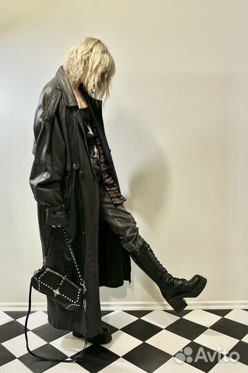 Кожаный плащ натуральная кожа oversize