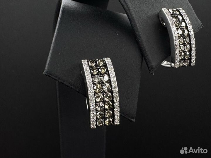 Золотые серьги 585 Бриллианты 1 карат