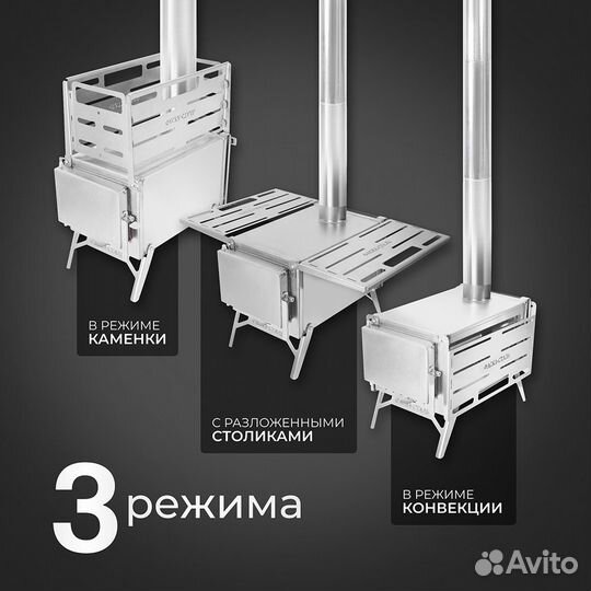 Печь для палатки отопительная из нержавейки 1.5мм