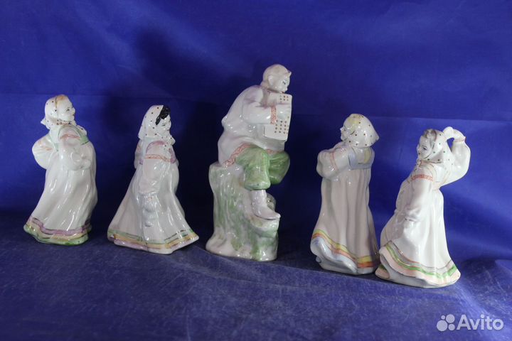 Хоровод Перепляс Гармонист плясуньи статуэтки фарф