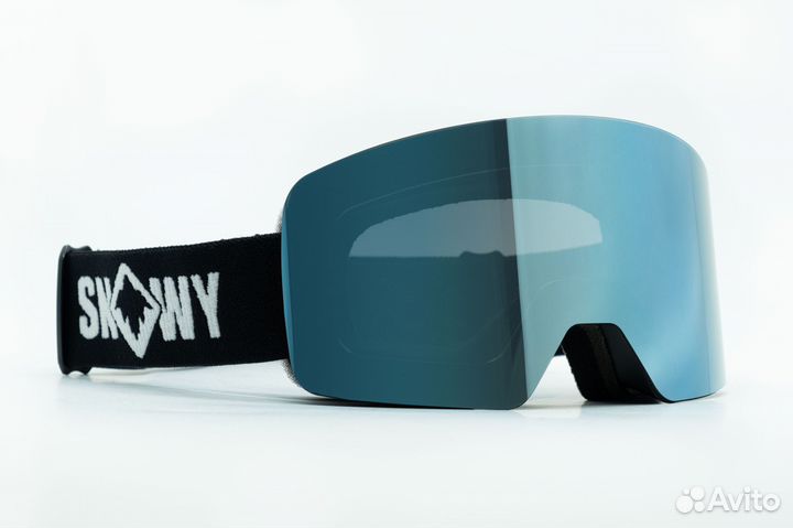 Маска snowy rookie black grey len light blue S3+S0