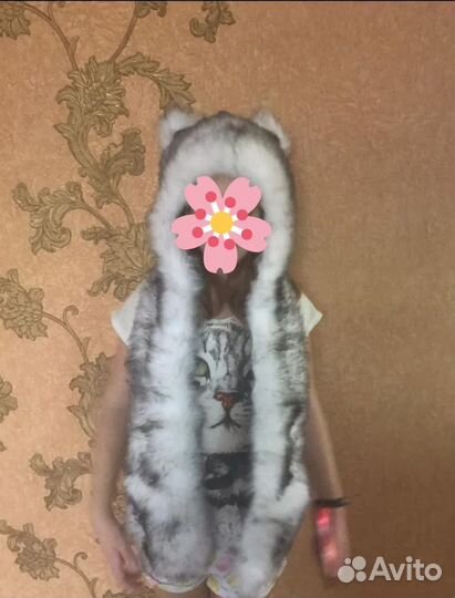 Меховая шапка с ушками новая