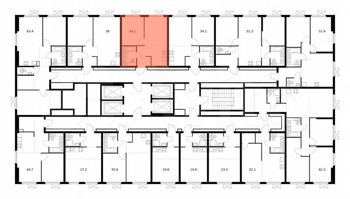 2-к. квартира, 34,1 м², 24/33 эт.