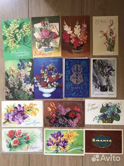 Открытки цветы, 8 марта и др-чистые СССР