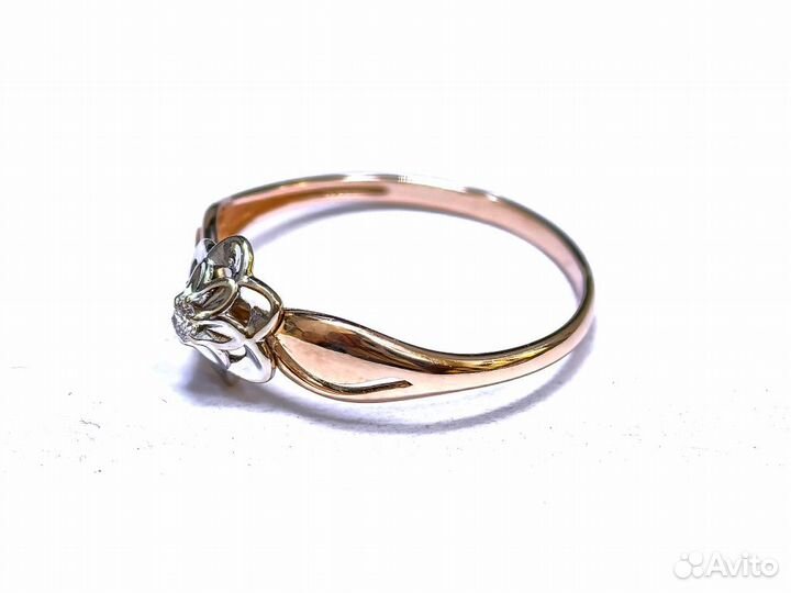 Кольцо золотое с брильянтом 585