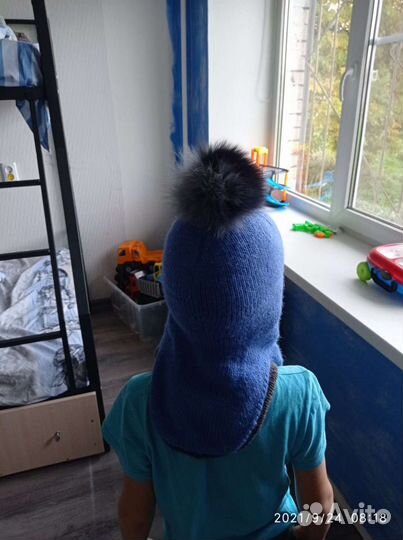 Шапка-шлем ручная вязка 50-52 р