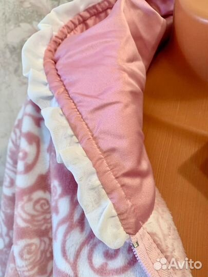 Новый плюшевый махровый халат розовый