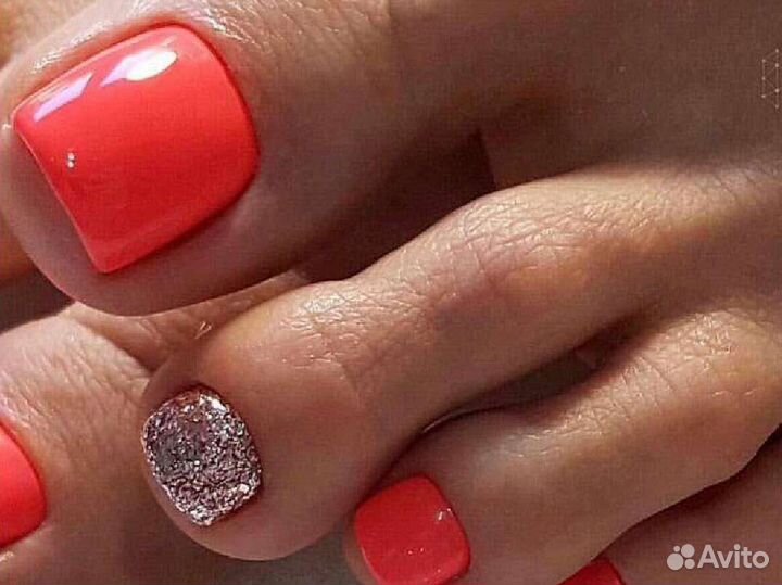 Педикюр, покрытие гель лак, шеллак