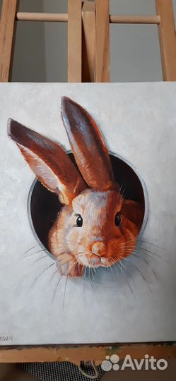Кролик картина маслом