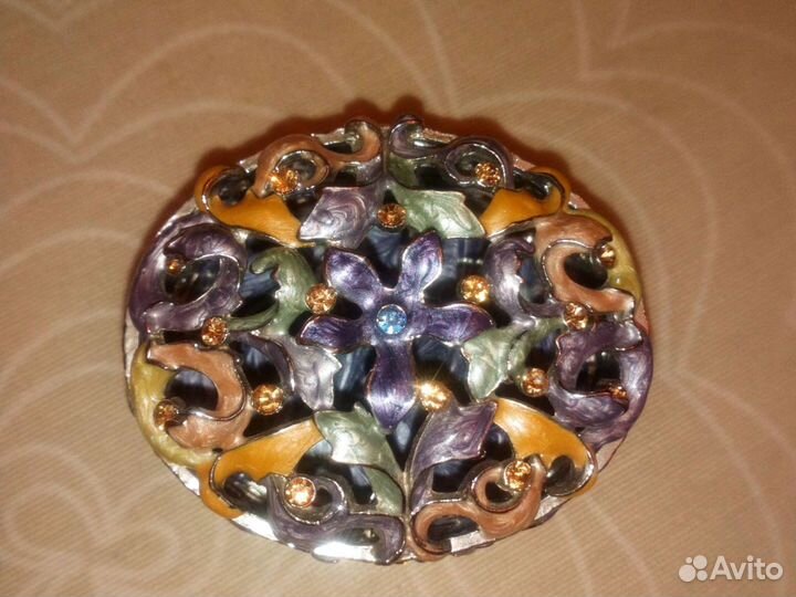 Шкатулка. Эмаль с стразами, шкатулка Гжель, друза