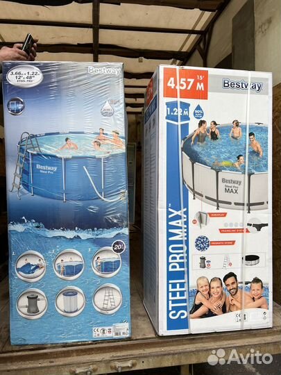 Каркасный бассейн 4.56х1.23 полный комплект