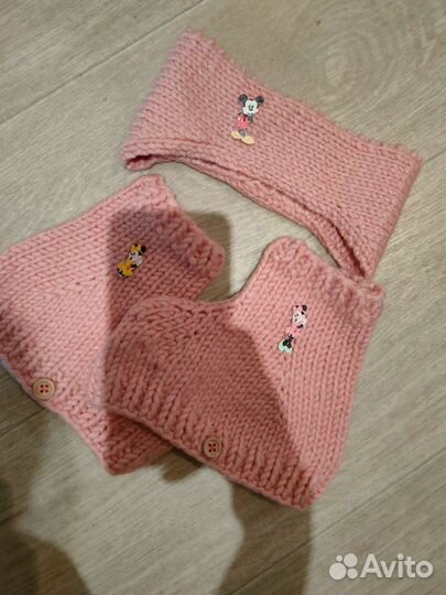 Чехлы на коньки и повязка розовые