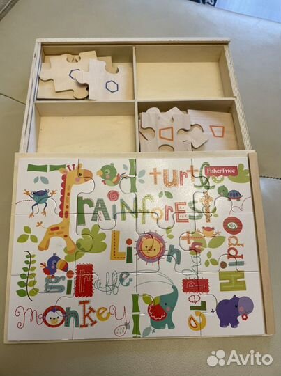 Деревянные пазлы Fisher Price в коробке 3+