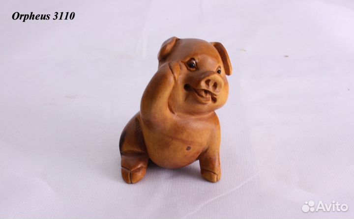 Статуэтка Свинья - Нэцкэ из Дерева Самшит ru*146