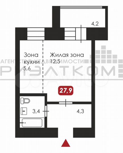 Квартира-студия, 27,9 м², 4/10 эт.