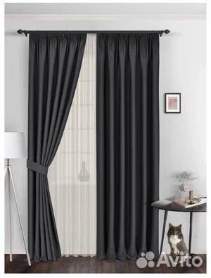 Шторы блэкаут графит 150*270 новые плотные