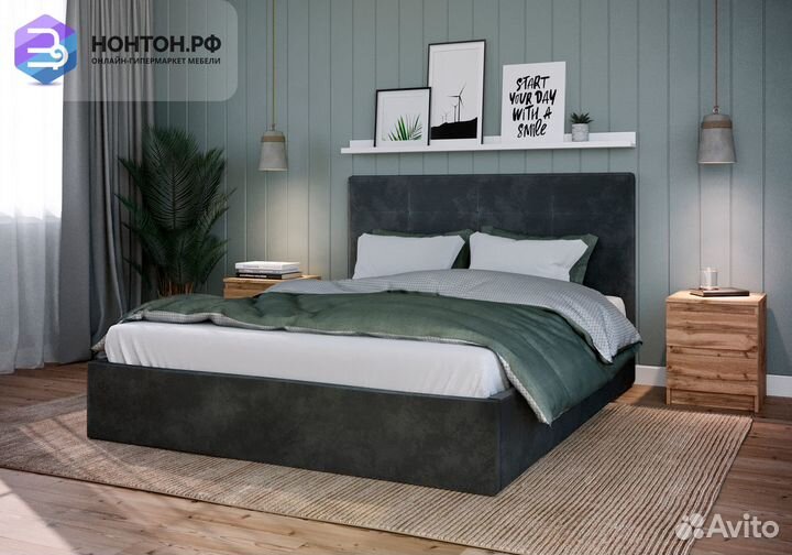 Кровать Диана велюр серый