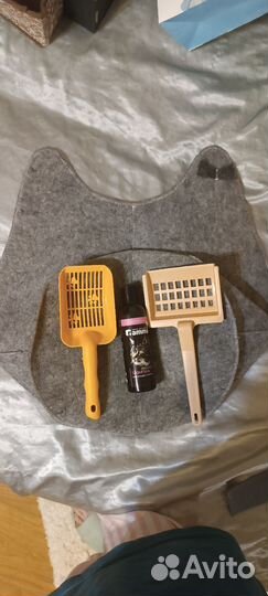 Домик для кошки, шампунь, лопатки