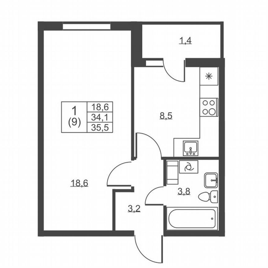 1-к. квартира, 35,5 м², 7/8 эт.