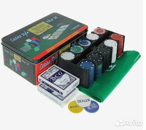 Покер, набор для игры (карты 2 колоды, фишки 200 ш