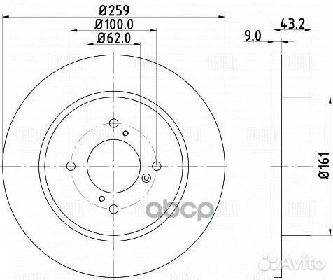 Диск тормозной зад DF240109 Trialli