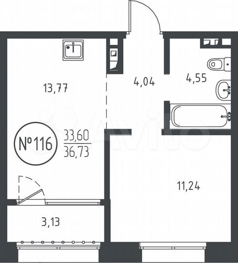 1-к. квартира, 36,7 м², 4/10 эт.