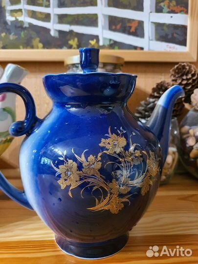 Чайник доливной и заварочный кобальт