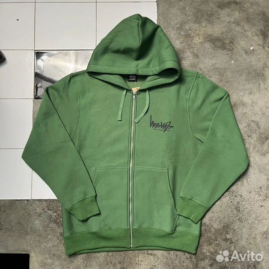 Худи Stussy Japan Flipped Logo Zip Hoodie Green