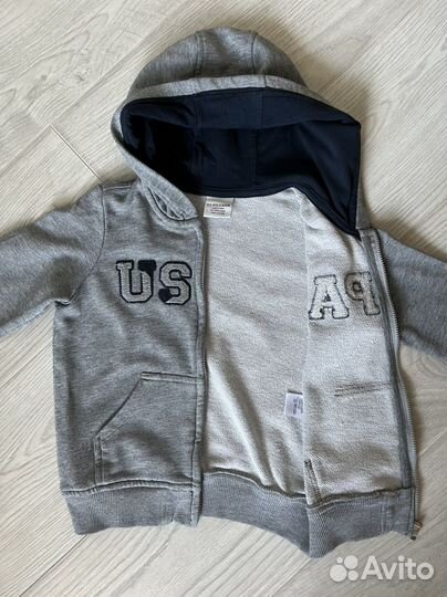 Кофта uspa, рубашка H&M, брюки Ostin, рост 104