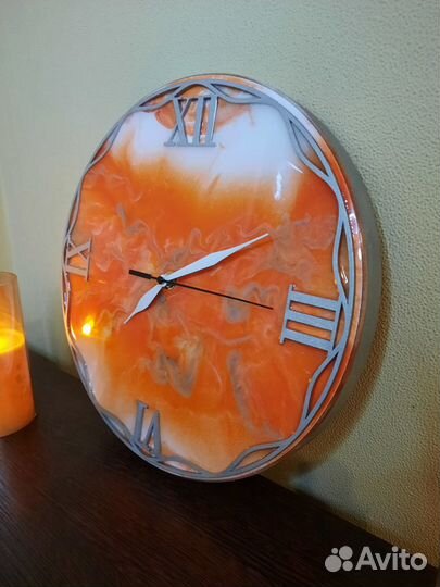 Часы настенные,Лёд и Пламя, эпоксидная смола,р