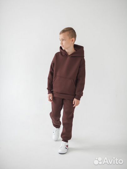 Детский спортивный костюм с начёсом, цвет шоколадн