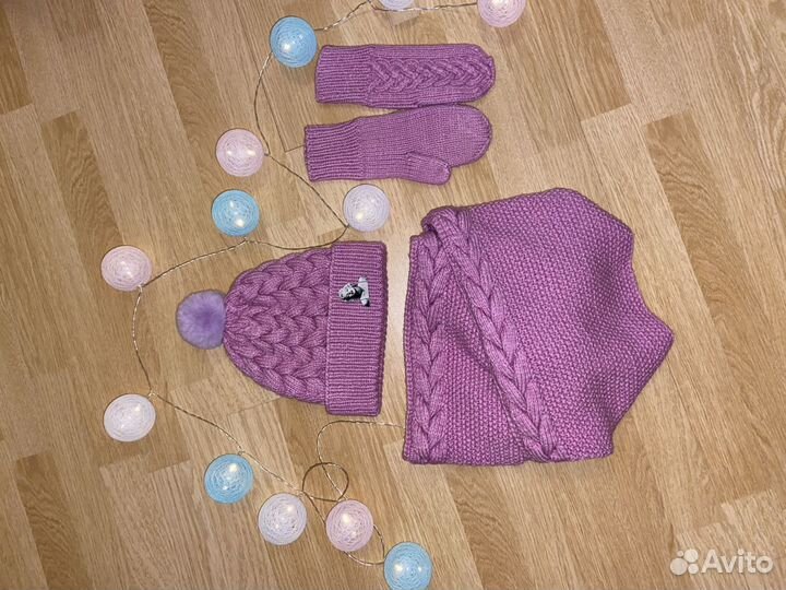 Шапочка, снуд и варежки