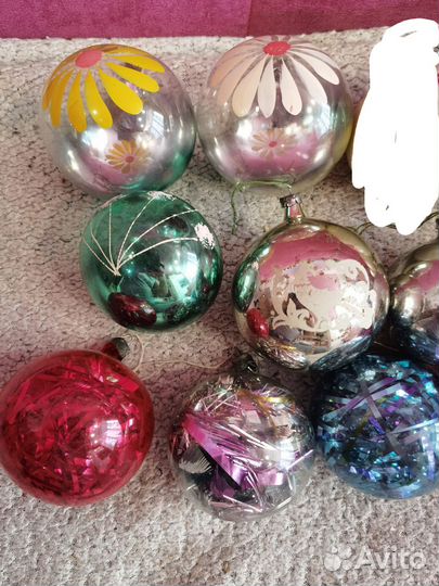 Елочные игрушки СССР большие шары 11 шт