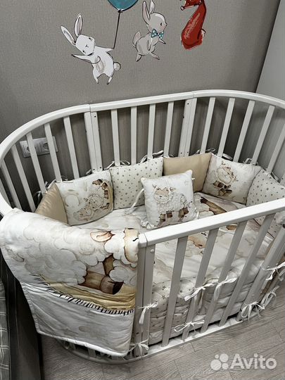 Детская кроватка трансформер с матрасами