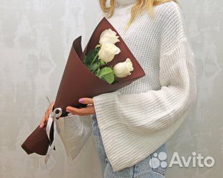 Букет из 3 белых роз premium 40-50 см (Эквадор)