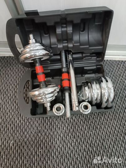 Гантели новые хромированные 20 кг со штангой