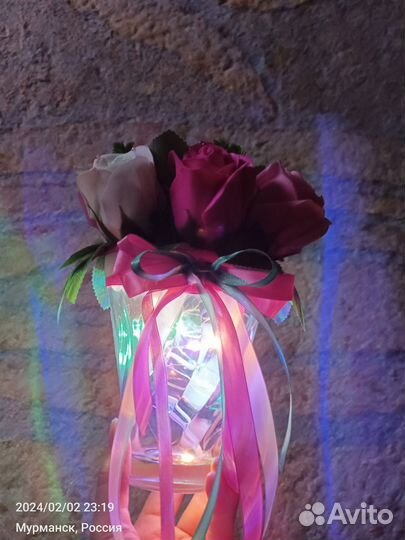 Букет из мыльных роз с подсветкой