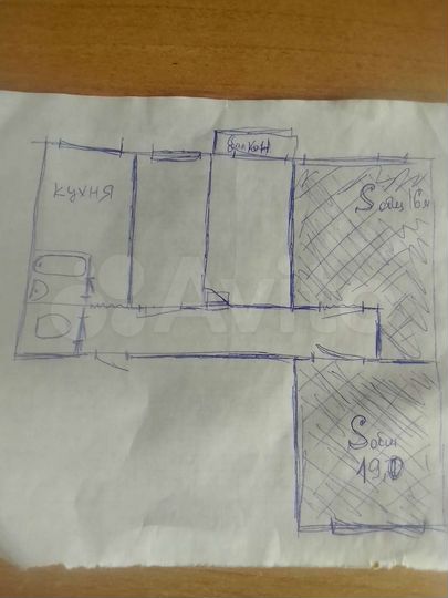 Комната 16 м² в 4-к., 2/5 эт.