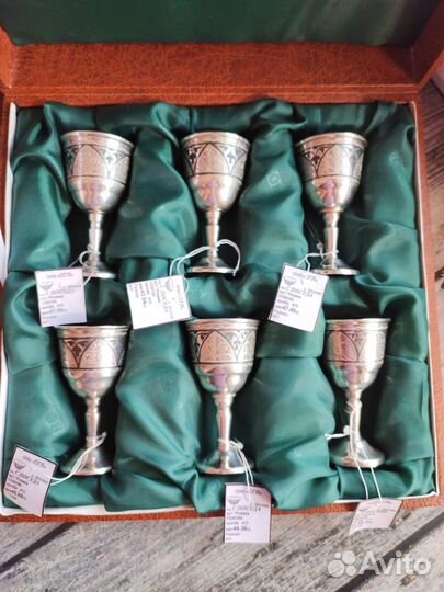 Набор рюмок на 6 персон Кубачи 875 проба