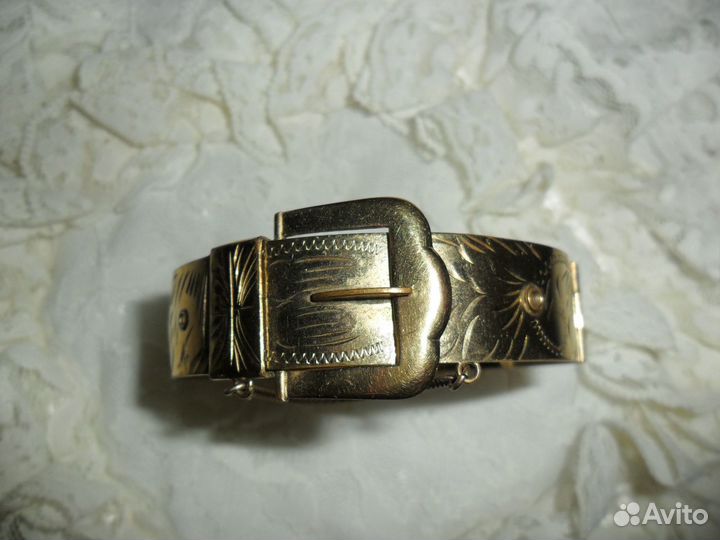 Редчайший Винтажный Золотой Браслет-Манжета