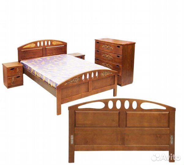 Кровать из массива дерева с резьбой Афродита