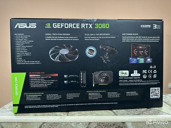 Видеокарта asus nvidia GeForce RTX 3060 Phoenix